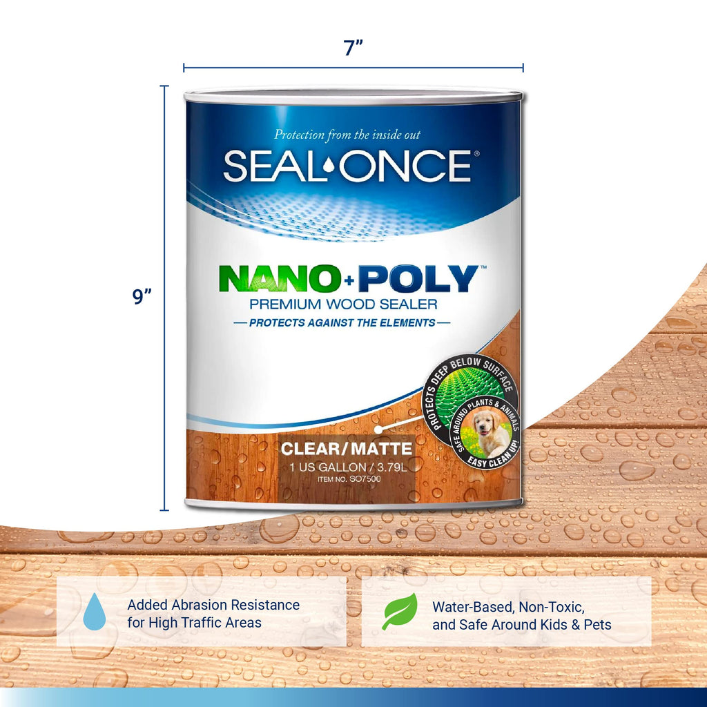 Seal-Once Nano+Poly Wood Sealer and Waterproofer, Clear, 1 Gallon