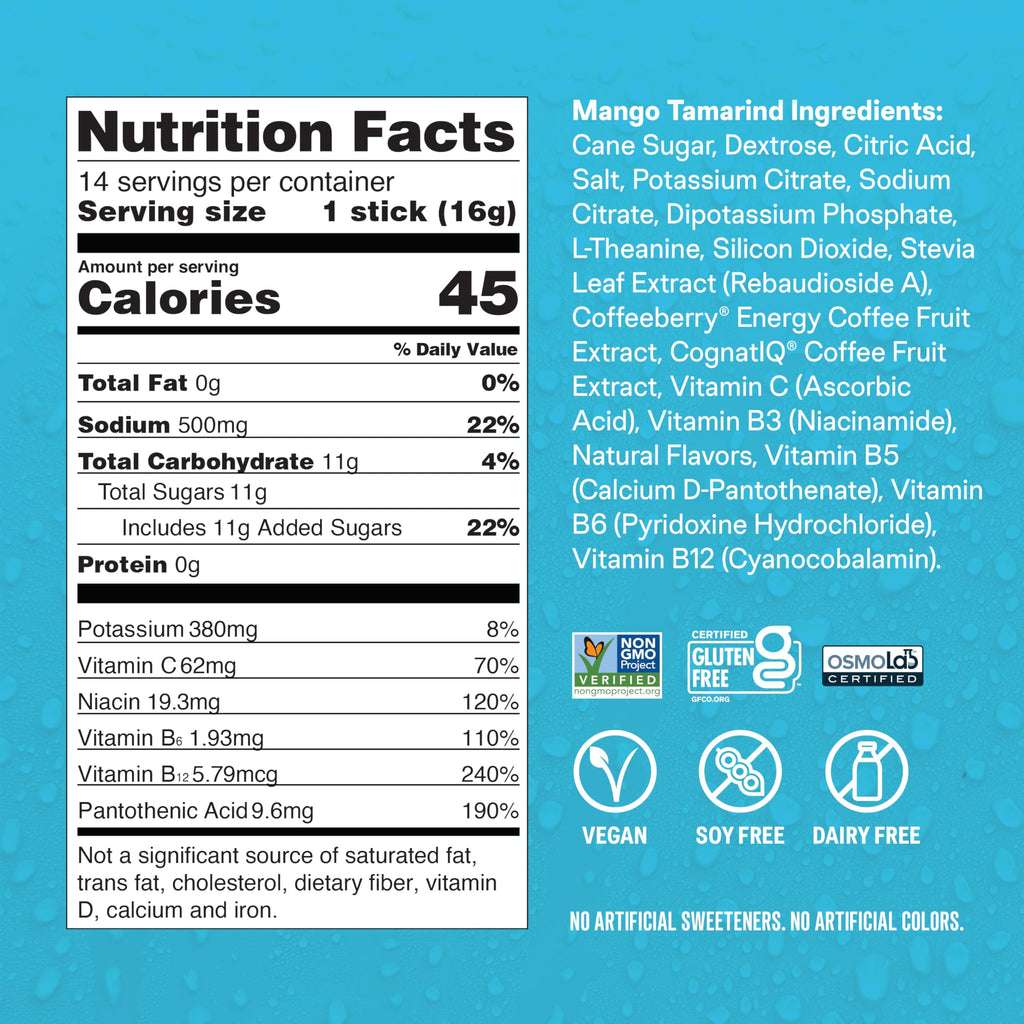Liquid I.V.® Hydration Multiplier +Energy - Mango Tamarind | Electrolyte Powder Drink Mix | 1 Pack (14 Servings)