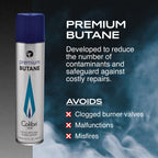 Colibri Premium Butane Fuel Refill for Lighters, 300ml (10.1fl oz) Cans, Pack of 2, Butane Torch Replacement Canisters, 99.999% Pure Butane Refill Fluid for Lighters
