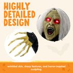 JOYIN Zombie Halloween Decoration Outdoor Witch Groundbreaker Halloween Graveyard Decor Outside, Scary Zombie Props with Sound Effect & Lighted Eyes for Haunted House, Lawn Yard Decorations