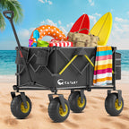 CAtArt Beach Wagon with Big Wheels for Sand, 400LBS Foldable Wagons Carts