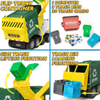 JOYIN Garbage Truck Toys, Toys for 3 4 5 6 7 8+Years Old Boys, Bin Lorry Toy, Realistic Big Garbage Truck with Lights and Sounds,Front Load Dumpster,Trash Bins with Trash Cards,Birthday Gifts for Boys