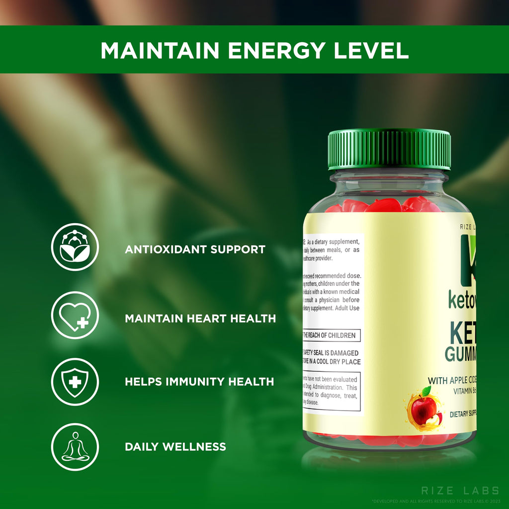 rize labs Ketovex Keto Gummies for Weight Loss, Advanced Formula Apple Gummy Gomitas Ketosis Carb Support - Pack of 5(300 Gummies)