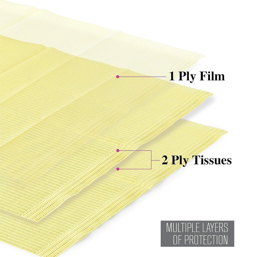 JMU 250pack Dental Bib, 3-Ply Disposable Dental Bib Tattoo Bib Dentist Bibs 13" x 18"