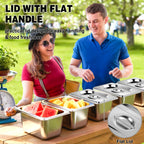 West Bay 6 Pack 1/9 Size Hotel Pan with Lids, 4'' Deep Steam Table Pan with Lid, 5.3'L x 2.7''W Stainless Steel Pans for Home, Party, Hotel, Buffet