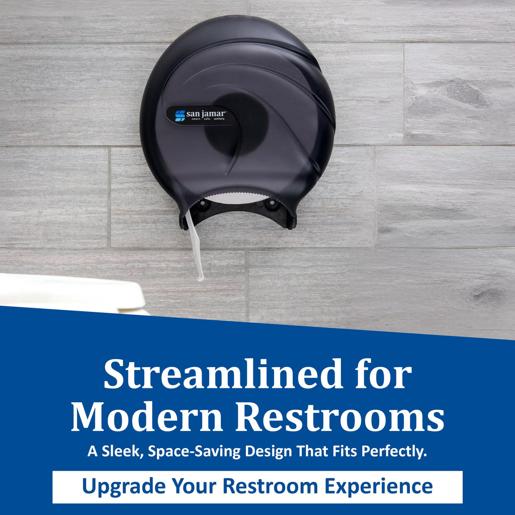 San Jamar Oceans Plastic Single Jumbo Bath Tissue Dispenser, 3.25" Core, Black Pearl