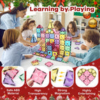 ROMDS Magnetic Tiles, Magnetic Building Blocks for Kids Ages 3+ and STEM Magnet Toys, Clear Magnet 3D Blocks Construction Playboards for Boys & Girls, Sensory Play for Preschool Learning(120 pcs)