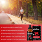 USDA Organic Vitamin B Complex Liquid Drops Sublingual B12 Methycobalamin | B1, B2, B3, B5, B6, B7, B9 | Methylated B Vitamins Complex for Women & Men | Biotin, Niacinamide, Folate & Folic Acid, 2oz