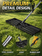 30x10 inch Lawn Leveling Rake, Yumatum 72" Heavy Duty Lawn Leveler Tool, Stainless Steel Handle Lawn Leveler for Yard Golf Pasture Garden, Professional Lawn Care Landscape Rake