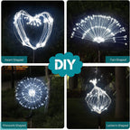 JJGoo Solar Firework Lights, 2 Pack 180 LEDs 2 Lighting Modes Solar Lights Outdoor Waterproof for Garden Patio Walkway Pathway Party Wedding Christmas Decorative - Cool White