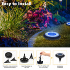 Flacchi Solar Lights Outdoor Waterproof - 2-in-1 Solar Powered Ground Lights Outdoor Solar Disk Light Landscape Light for Deck Step Patio Yard Pathway Walkway Driveway Garden (Blue, 8 Pack)