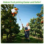 BURMONG 13.8 FT Telescoping Fruit Picker Pole with Soft Basket, Long Reach Tree Fruit Harvester Tool for Apple, Mango, Orange & More, Extendable Fruit Picking Tool for Garden Orchard