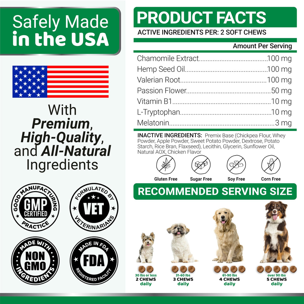 Hemp Calming Chews for Dogs - 240 Treats - Advanced Dog Calming Chews