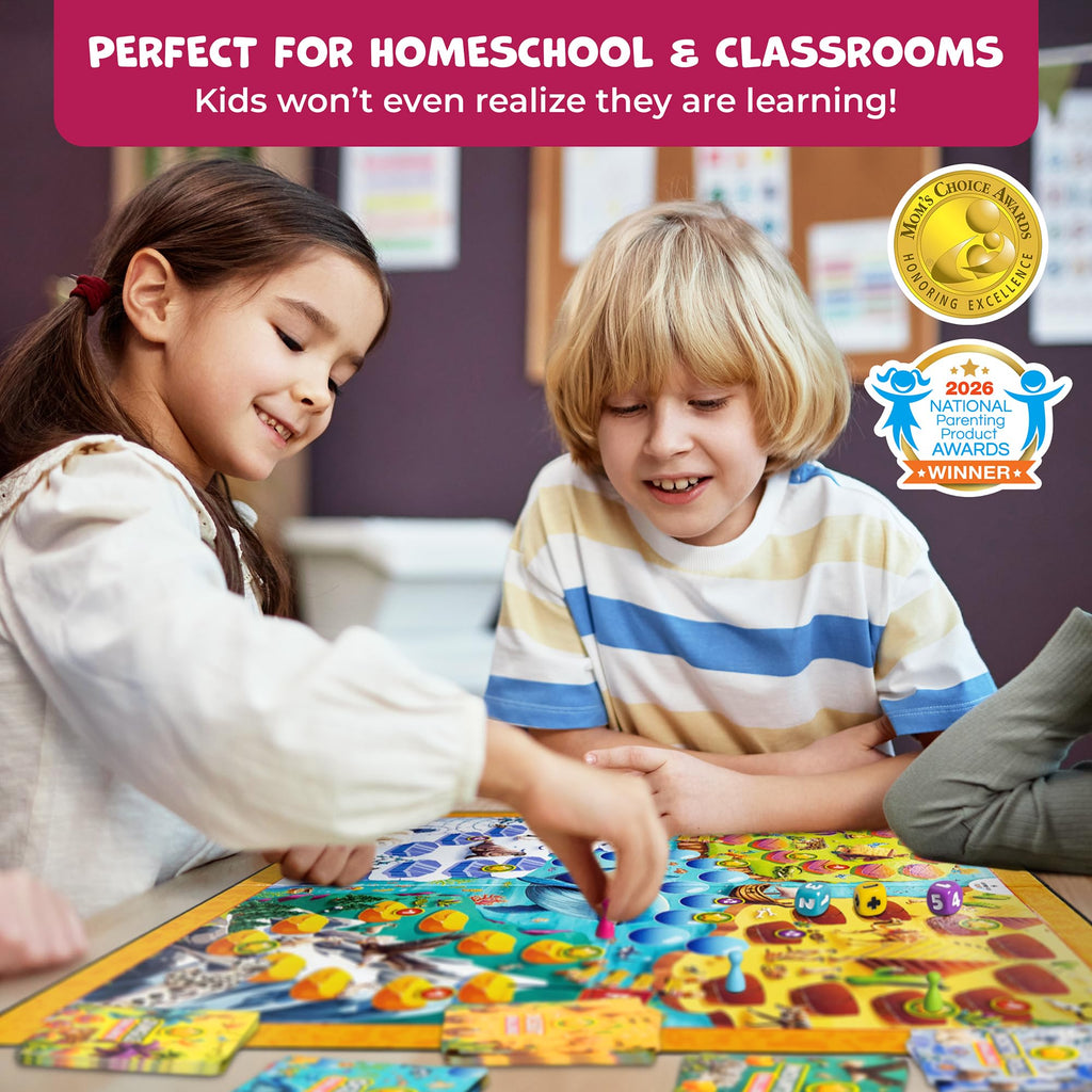 Number Hunter Math Board Game for Kids 5-7, 1st Grade & Kindergarten