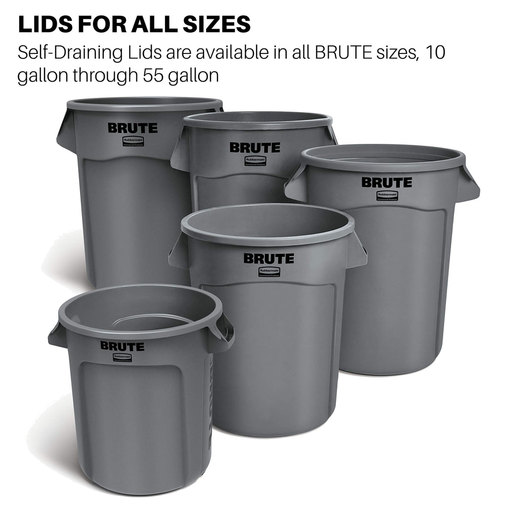 Rubbermaid Commercial Products BRUTE Trash Can Dome Lid, Gray, 32-Gallon, Compatible with the Rubbermaid Heavy Duty 32 Gallon Garbage Bins