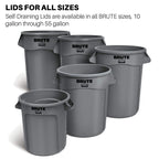Rubbermaid Commercial Products BRUTE Heavy-Duty Round Trash/Garbage Lid, 55-Gallon, Gray, Compatible with Rubbermaid BRUTE 55-Gallon Can