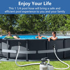 1-1/4 Inch x 3 Foot Long Pool Filter Pump Hoses, 1.25 Pool Hoses Compatible with Intex White Above Ground Pool Flex Connection Suction Hose or Filter - 2 Pack