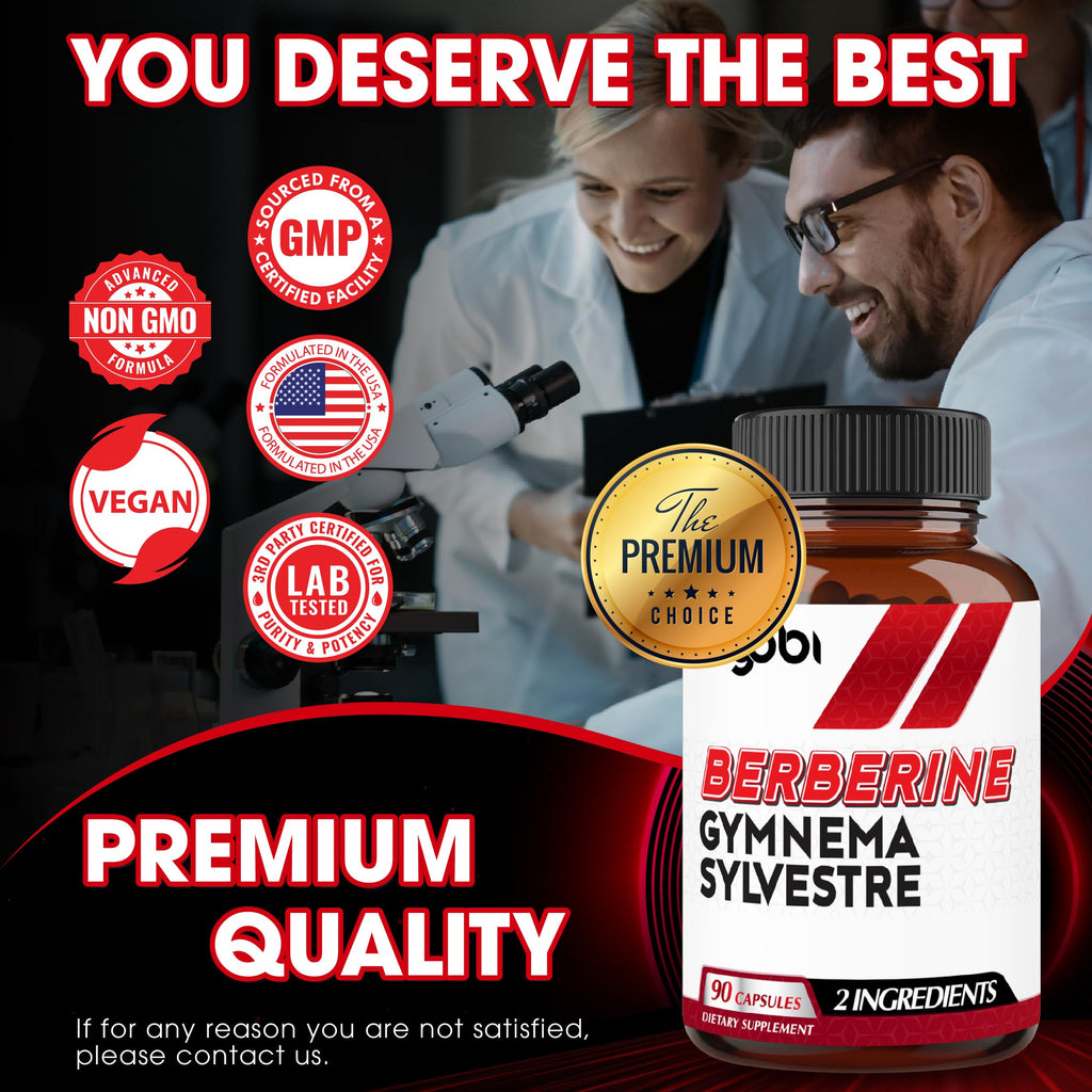 agobi Berberine Supplements 500mg with Gymnema Sylvestre - Super Concentrated Formula for Immune System, Circulation Health, Digestive & Energy Production - 90 Capsules