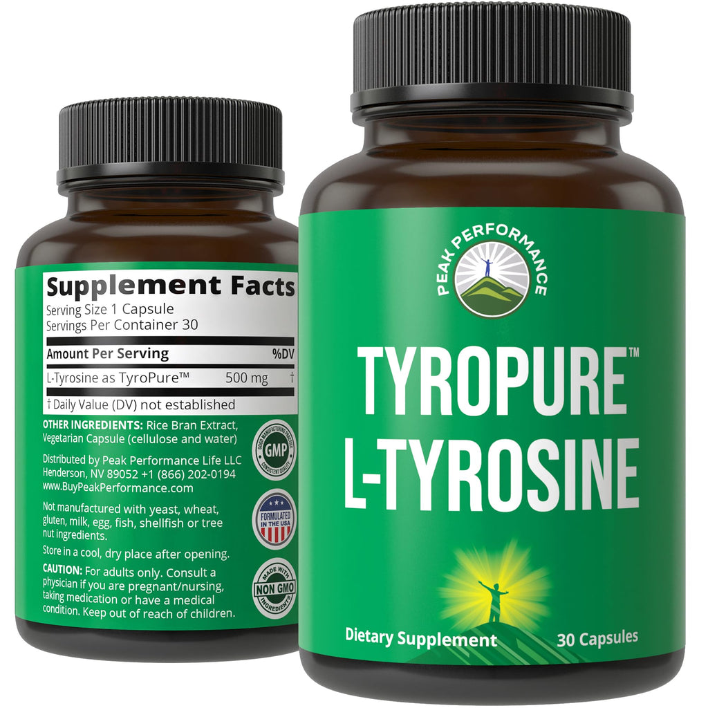 TyroPure L Tyrosine 500mg Capsules Supplement More Bioavailable