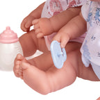 JC Toys Berenguer Boutique Realistic La Newborn 12.5" Washable Vinyl Twins | Blue and Pink Themed Gift Set with Reusable Diaper, Caps, Shirts, Pacifier, Bottles and Birth Certificate