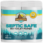 RV Toilet Paper - 12 Pack Septic Safe Toilet Paper 2-Ply Quick Dissolving Camper Tissue Paper Septic Safe to Prevent Clogs - Perfect for Automotive RVs, Septic Tank Systems, Boats, and Camping