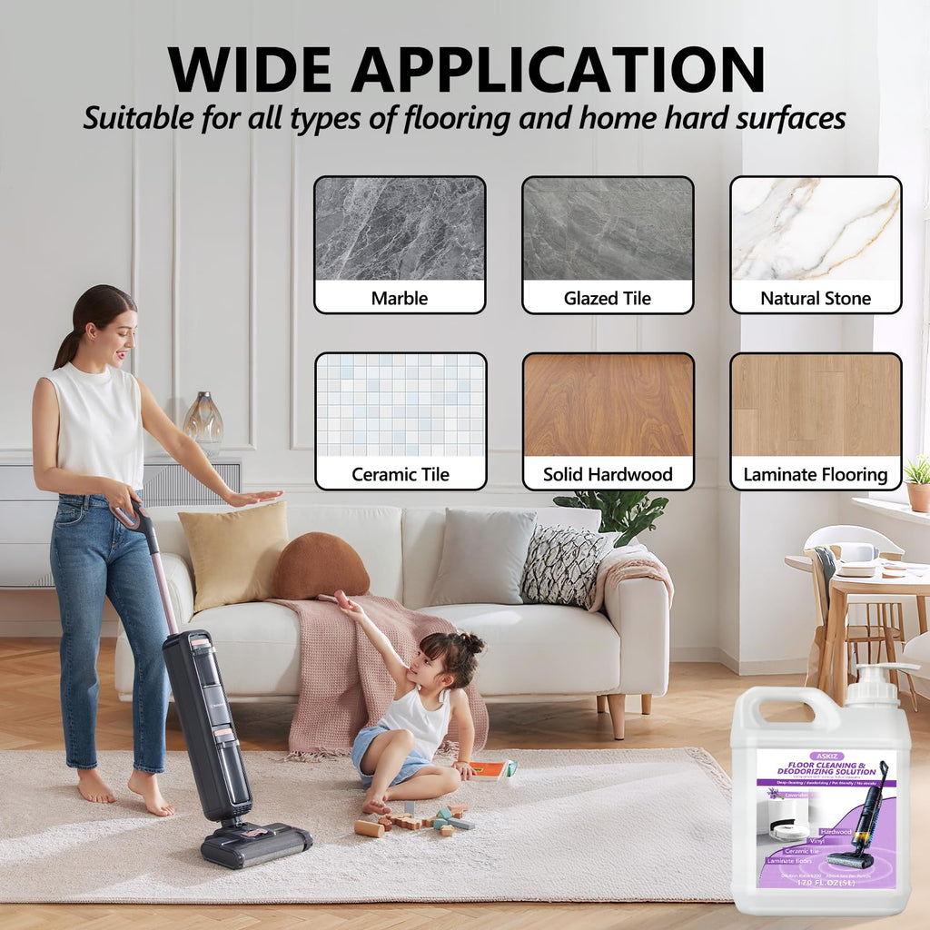 170 FL OZ Floor Cleaning Solution,Floor Cleaner for Mopping with Tineco,Deep Cleaning &Deodorizing for Roborock,Compatible with Saros Series,S8/S7 Series,Q Revo/Q Series,iFLOOR Series Wet Dry Vacuum