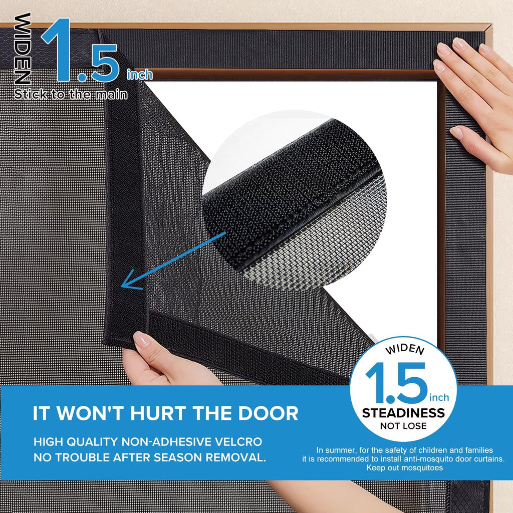 Magnetic Screen Door with Upgraded PET Material Mesh- Easy Installation, Tear-Resistant, Pet and Kid Friendly