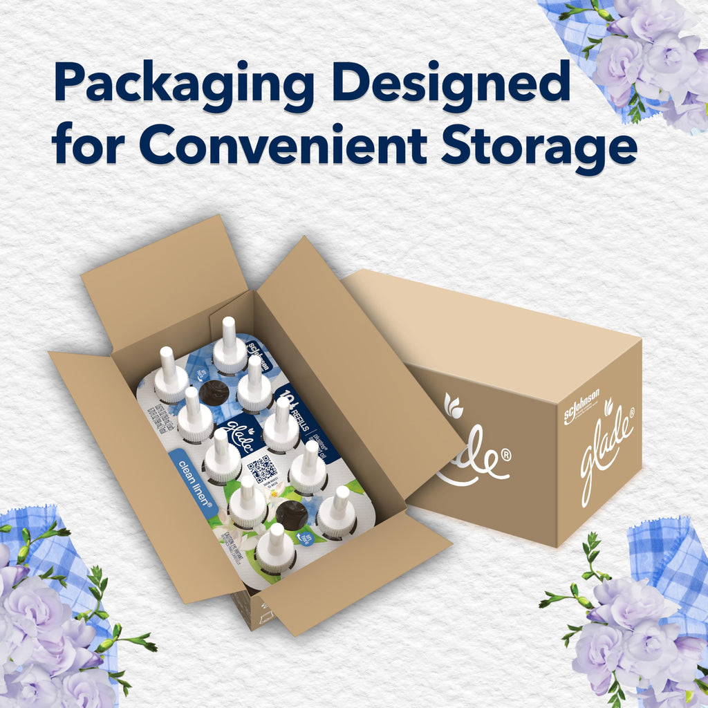 Glade PlugIns Air Freshener Refills, Clean Linen, 10 Count