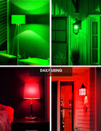 L LOHAS LED Red and Green Light Bulbs Outdoor 4 Pack, Red and Green Light Bulbs for Christmas Decoration, A19 9W, 720LM, E26 Base, Non-Dim