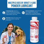 JorVet J-Lube Powder Lubricant | Easy-Mix Formula, Non-Irritating & Mess-Free | 10oz Bottle Makes 6-8 Gallons | Trusted for Veterinary & Obstetrical Use | Safe, Smooth & Easy to Clean | Red White