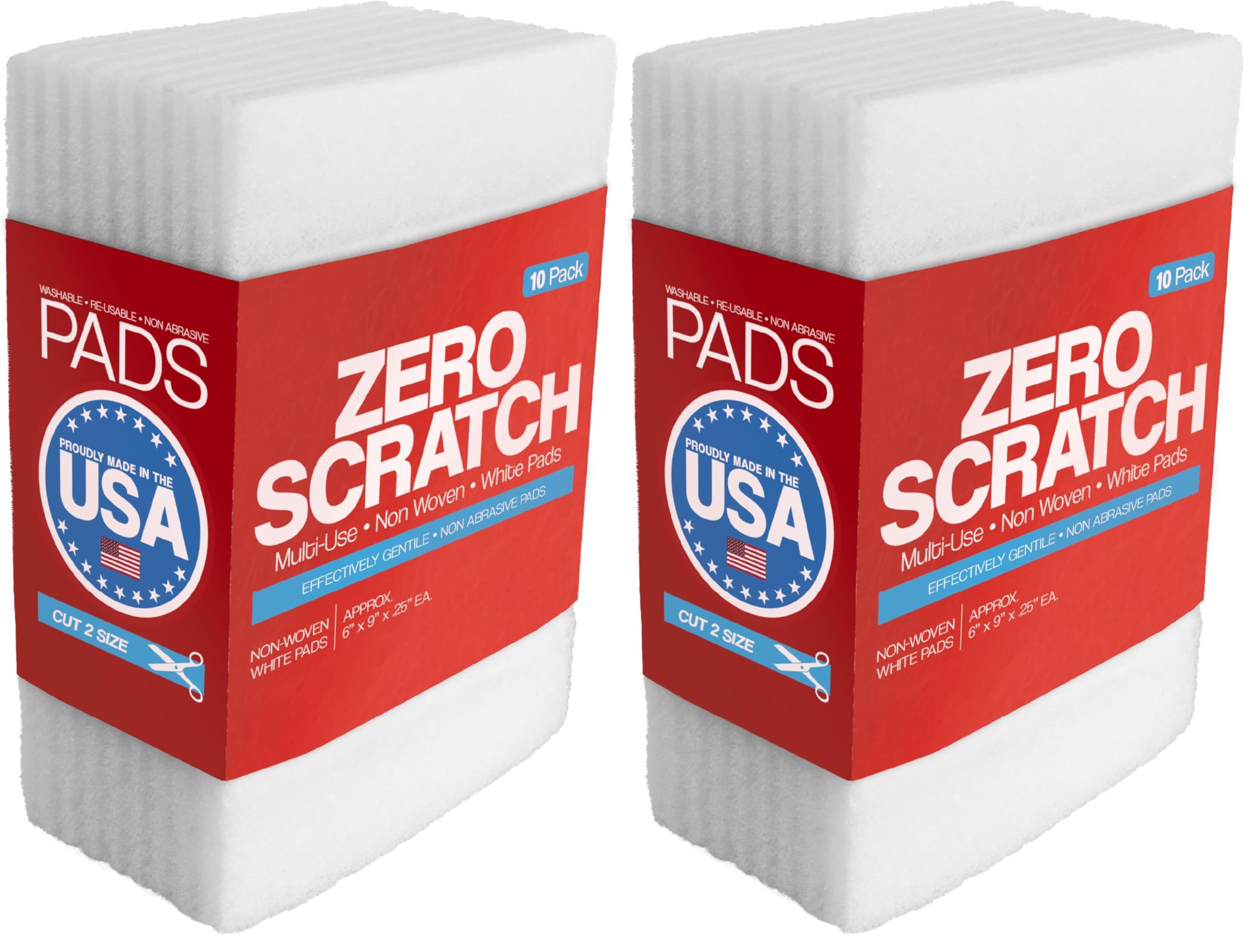 20 Pack of 6 x 9 White Non Scratch Non-Woven Pads for Buffing Cleaning Polishing and Multi Purpose Use in Your Home Workshop or DIY Garage Shop