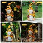 QZZP Solar Bee Garden Gnomes with LED Lantern, 12.2-Inch Outdoor Statue