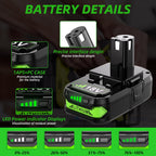 2Pack 4.0Ah Replacement for Ryobi 18V Battery Lithium Compatible with Ryobi 18 Volt Battery ONE+ Plus P102 P103 P104 P105 P106 P108 P107 P109 P190 PBP002 PBP003 PBP004 PBP005 Cordless Power Tools