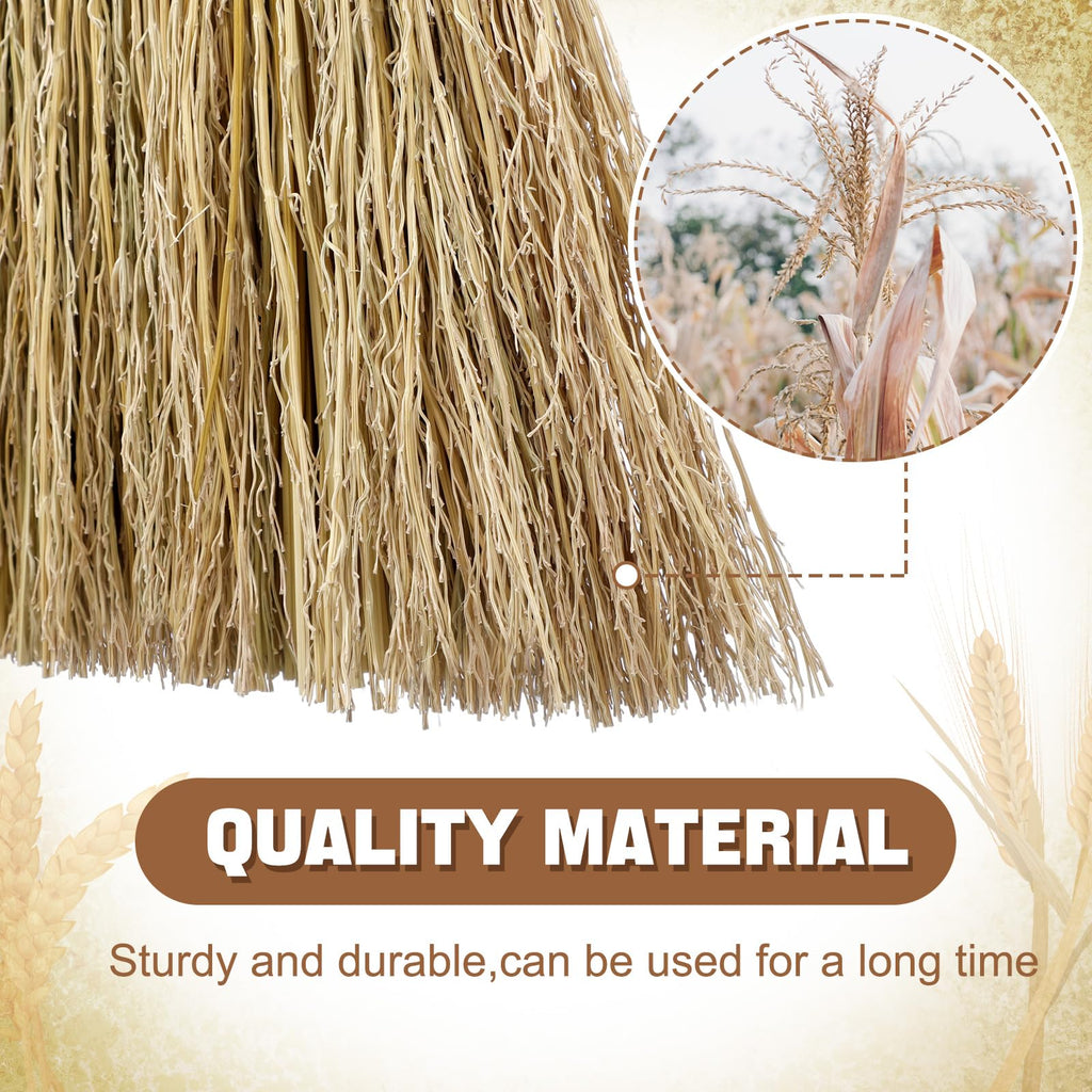 Suclain 4 Pcs 12 Inch Whisk Broom Hand Held Mini Corn Straw Whisk Broom Short Handle with Metal Hanger Halloween for Multi Surface Sweeping Small Hand Brush for Outdoor Car Porch Debris Dust Dirt