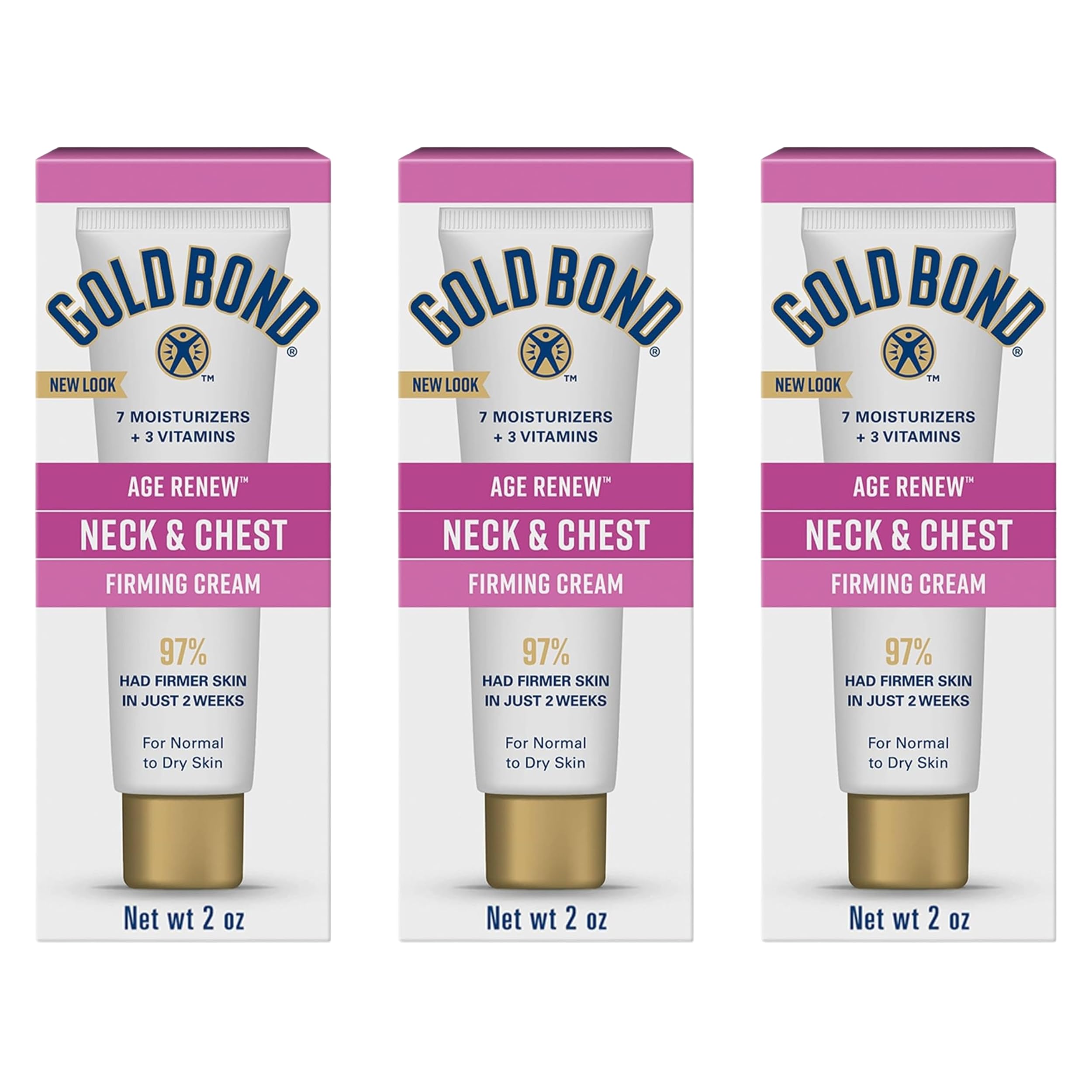Gold Bond Age Renew Neck & Chest Firming Age Renew Cream, 2 oz., Clinically Tested Skin Firming Cream, Pack of 3