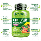 NATURELO One Daily Multivitamin for Women w/Vitamin B12, 120 Ct, Energy Support, Whole Food Daily Women Multivitamin Supplement, Nourish Hair/Skin/Nail, Non-GMO, No Soy, Gluten Free, 4 Month Supply