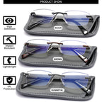 JJWELL 3 Pack Reading Glasses for Men Blue Light Blocking, Lightweight Rimless Metal Mens Eyeglasses Readers, Anti Eyestrain/Dryness/Computer Glare/UV 400, Spring Hinge Eyeglasses(250 Strength)