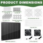 Solar Fan, 30W Solar Powered Fan, Solar Panel Fan Kit, IPX7 Waterproof Fans Exhaust Intake Mounting for Outside Greenhouse Shed Chicken Coop