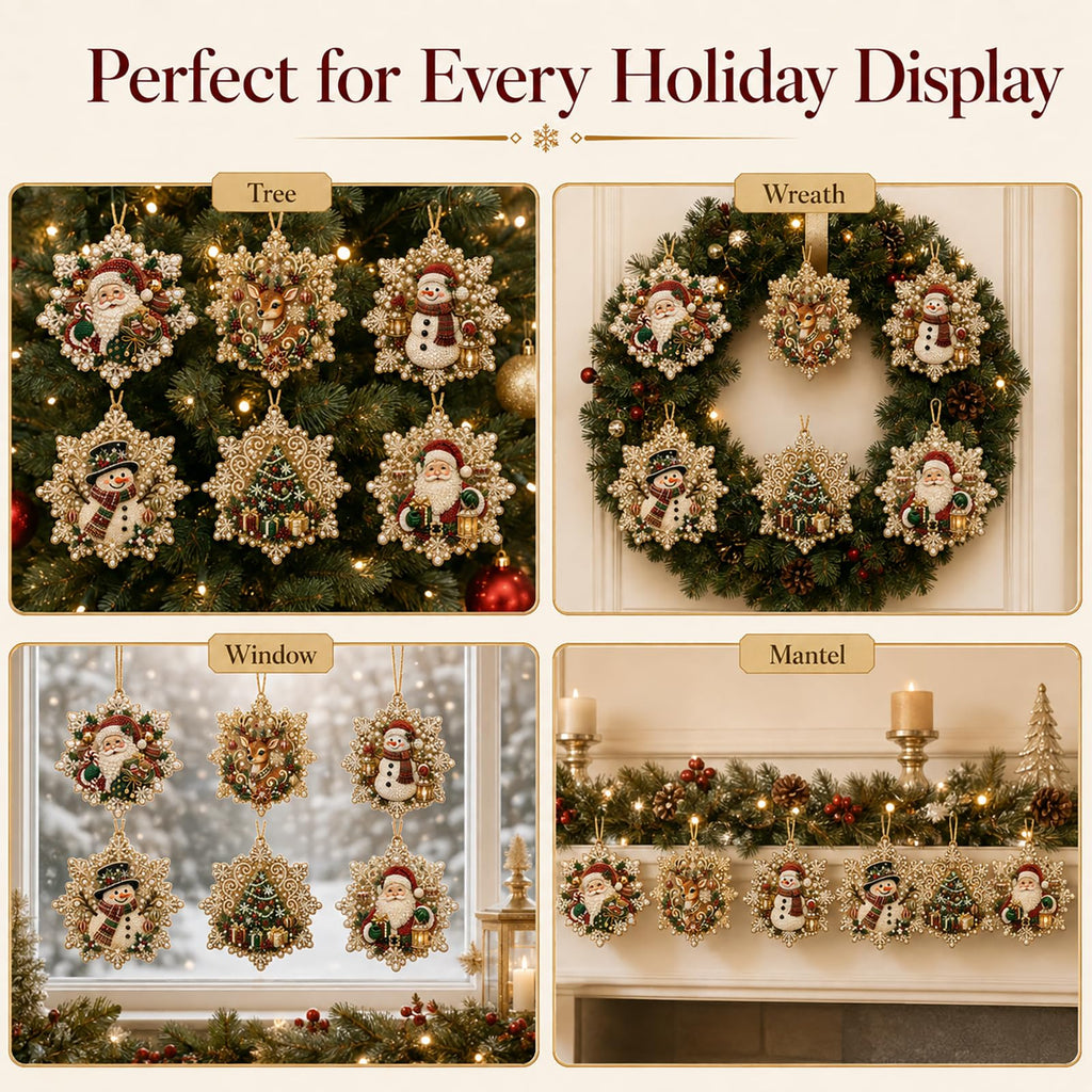 6 Pcs Christmas Pearl Art Ornament Kits, DIY Gem Craft for Tree Decor