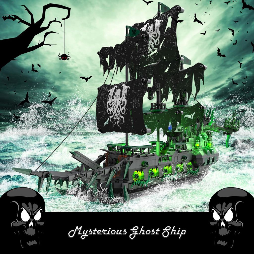 JMBricklayer Flying Dutchman Pirate Ship Building Set for Adults with LED