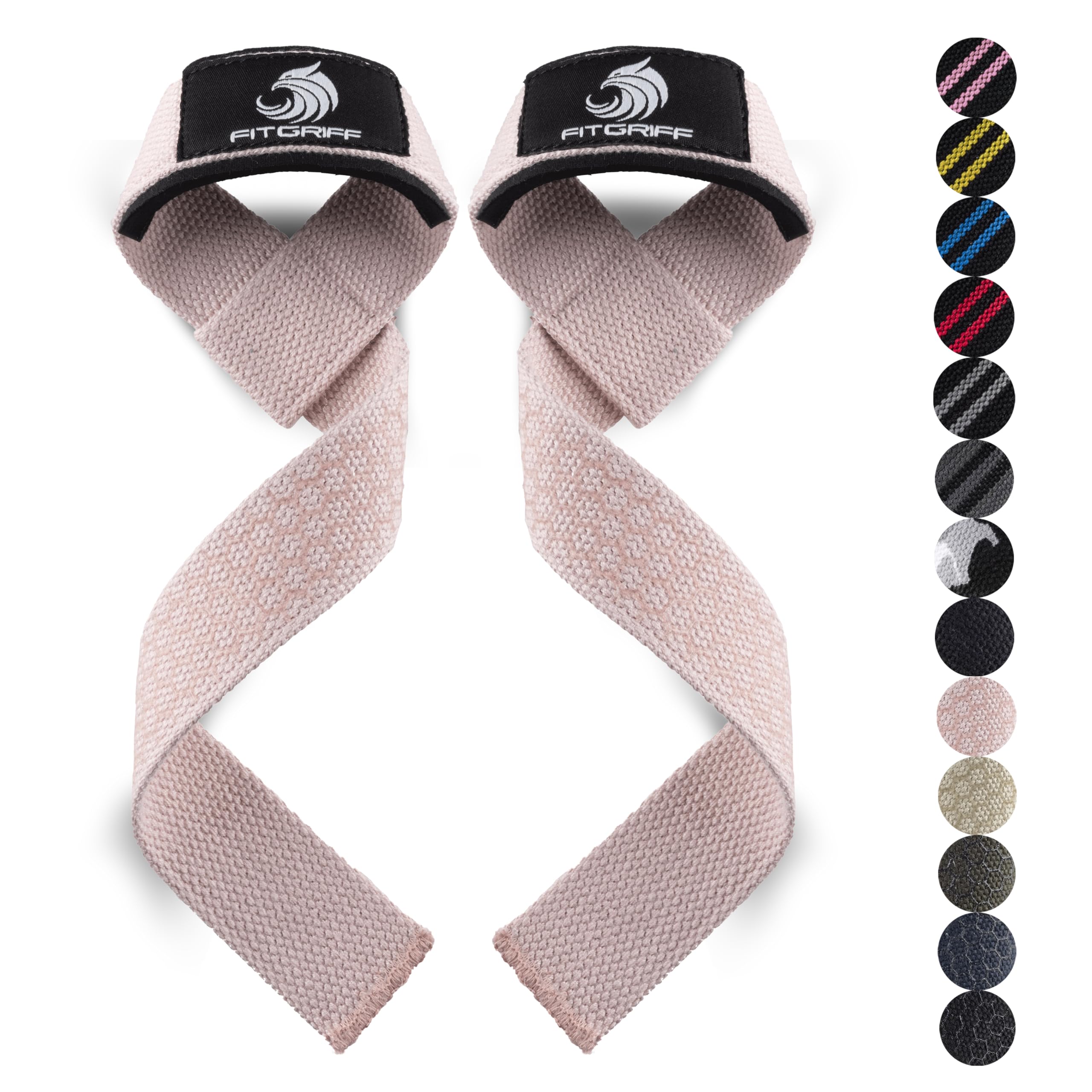 Fitgriff�� Lifting Wrist Straps for Weightlifting, Gym, Deadlift, Workout (Made of Premium Cotton & Padded) - Men & Women (XS, Blush Pink (Silicone-Grip))
