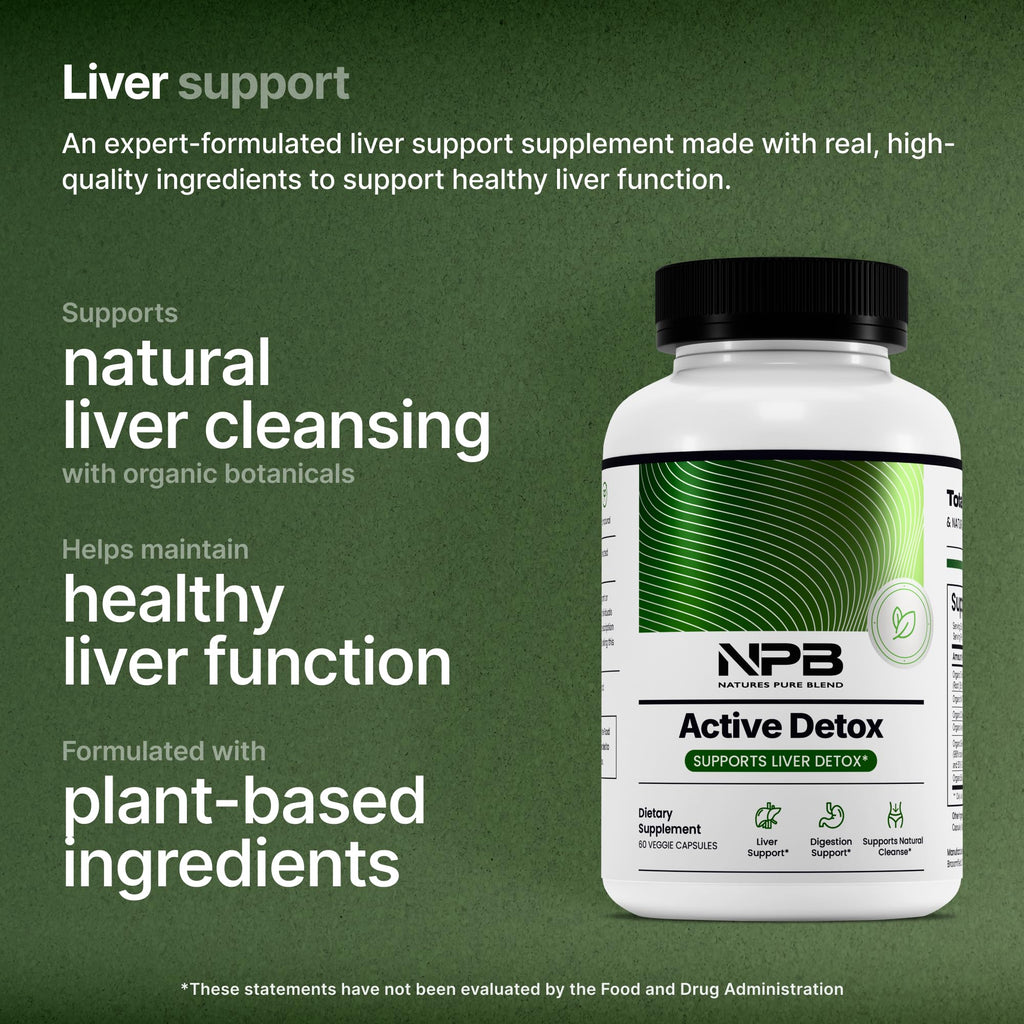 Nature's Pure Blend Active Detox Cleanse – Organic Turmeric Supplement with Apple Cider Vinegar for Digestive Support – Body Detox for Men to Promote Balance & Vitality – Green Tea & Milk Thistle