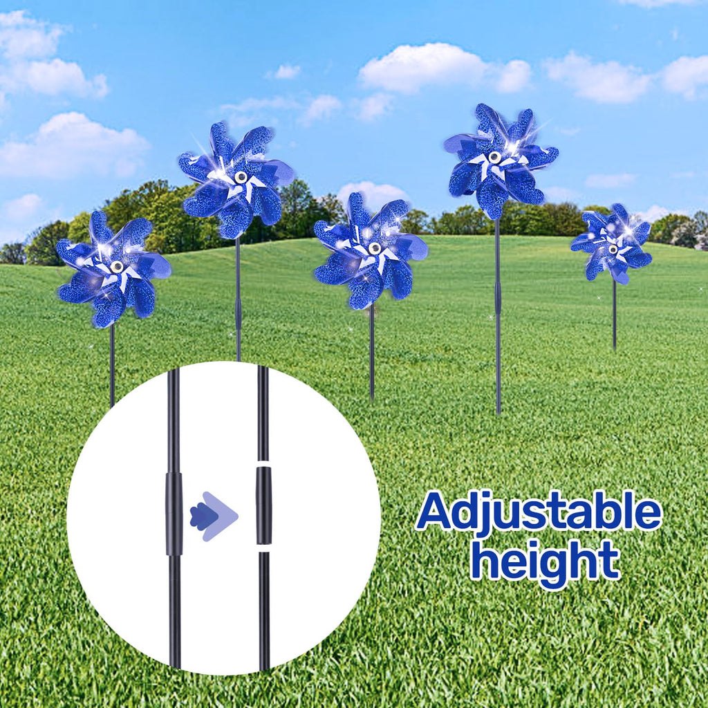 BATTIFE Preassembled Reflective Pinwheels for Yard & Garden, Blue, 10 Pack