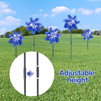 BATTIFE Preassembled Reflective Pinwheels for Yard & Garden, Blue, 10 Pack