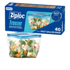 Ziploc Half Gallon Food Storage Freezer Bags, Easy Open and Close, 40 Bags Total (Pack of 9)