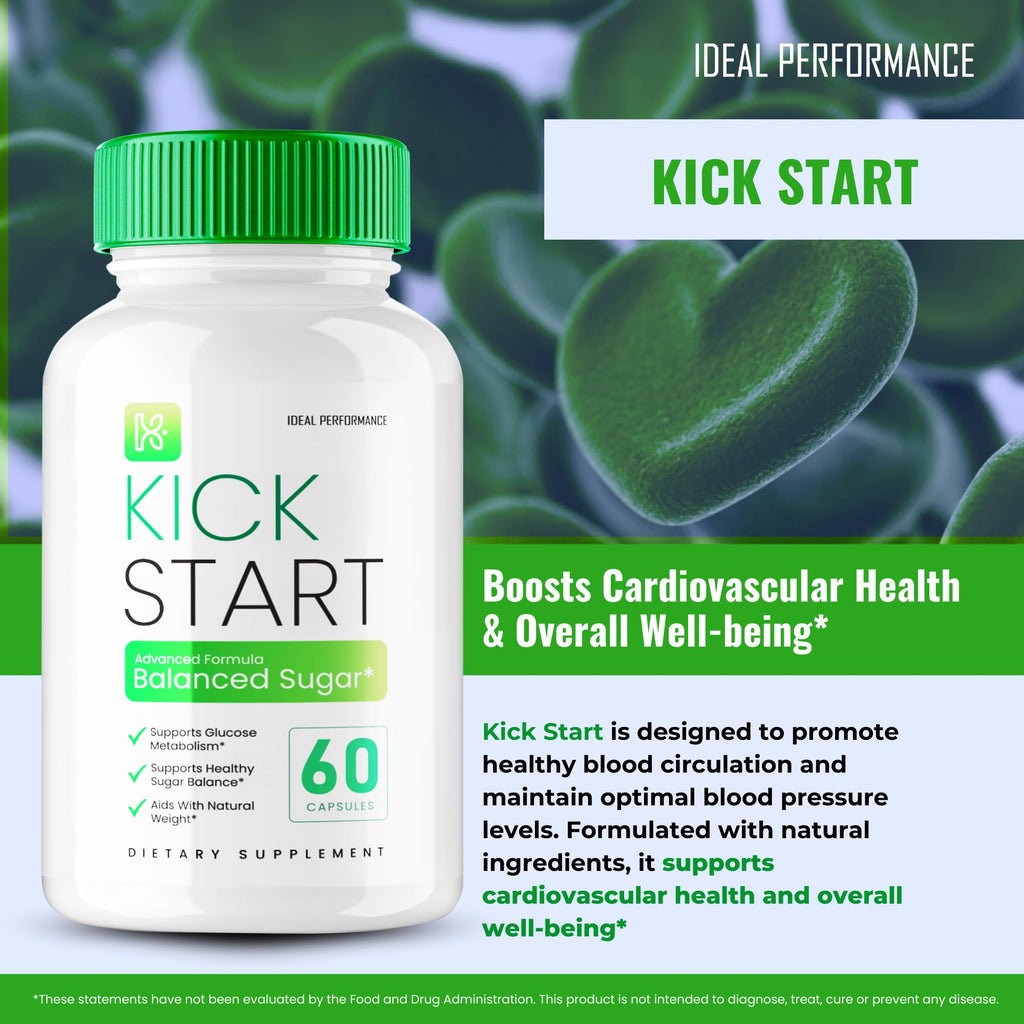 Kick Start Capsules, Kick Start Balanced Sugar Supplement Pills, KickStart Glyco Optimizer, Premium Formula for Healthy Circulation & Stable Levels, KickStart All Natural Health Reviews (5 Pack)