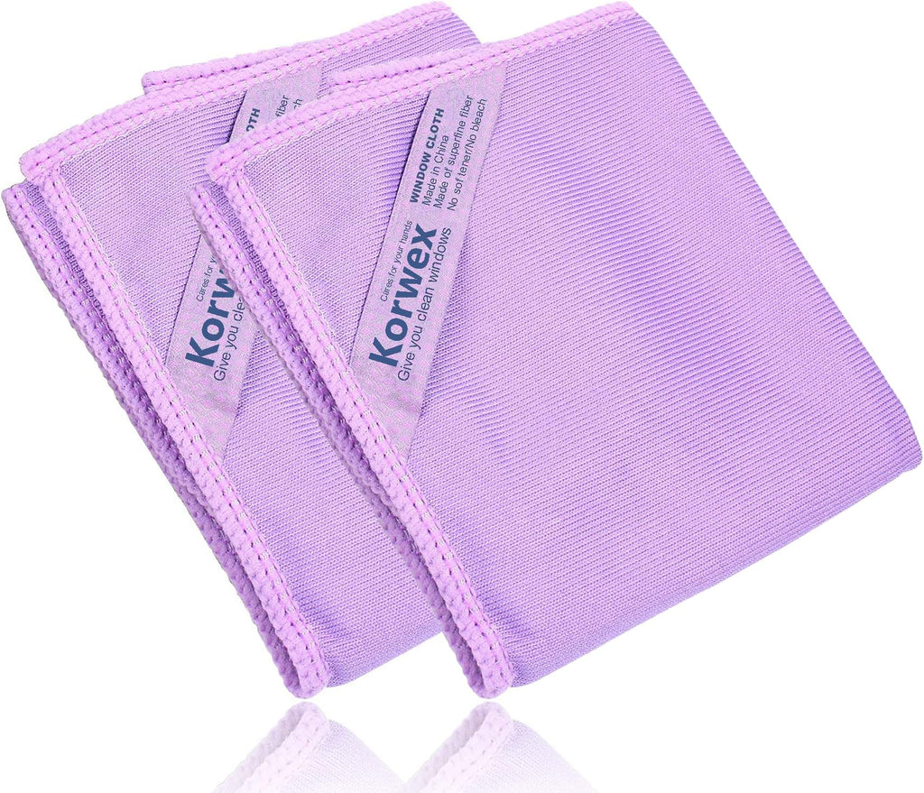 Norwεx Window Cleaning Cloth, Glass Cleaning Cloth, No Chemical Needed, Just Add Water Lints Streaks Scratches Free. (Purple 2 Pack)