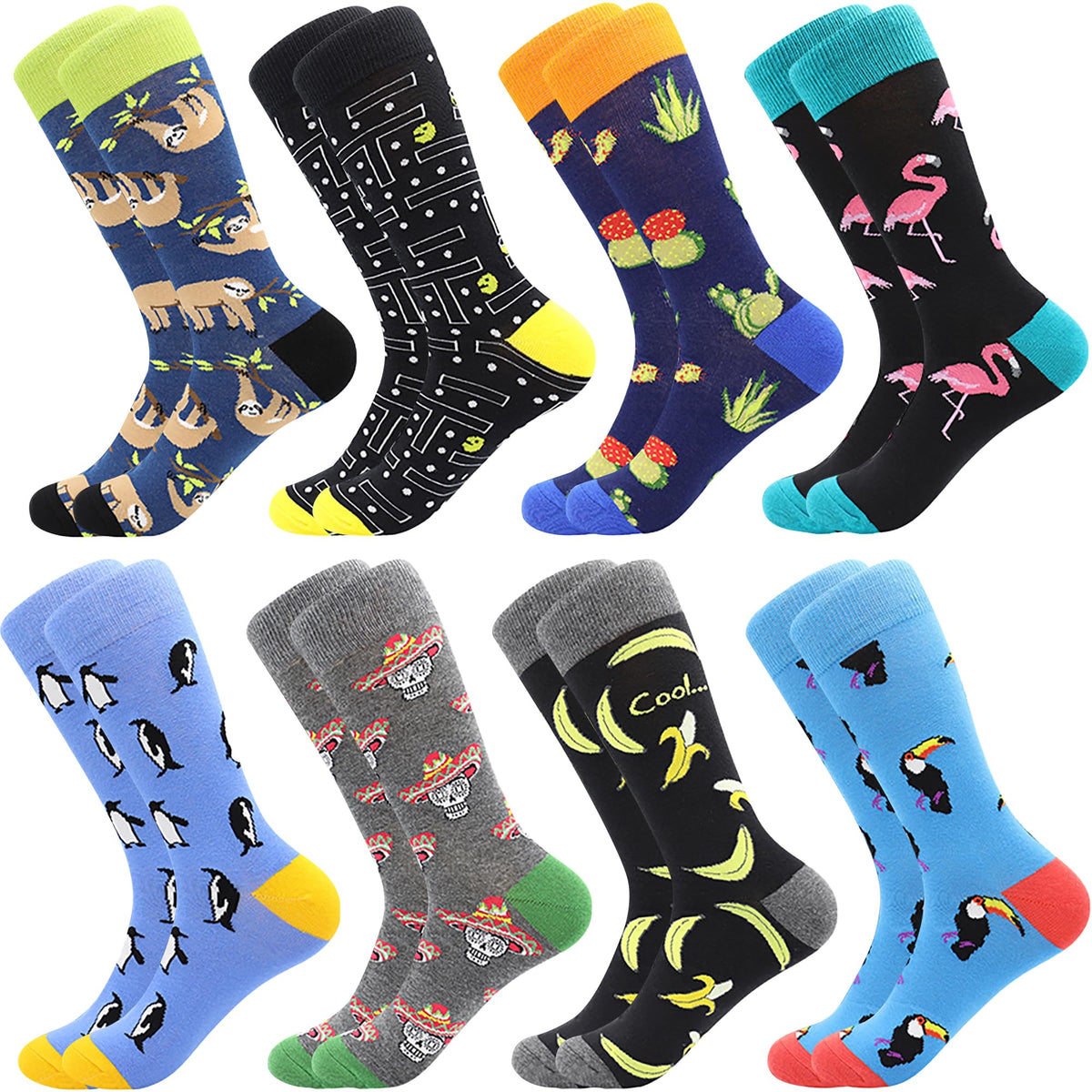 Funny Socks for Men, Crazy Colorful Novelty Fun Cotton Mens Dress Sock 8-12