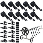 30Pcs Adjustable Length Upgraded Pool Solar Cover Reel Strap Pool Cover Reel Attachment Straps Pool Reel Strap Kit Including 10 Solar Cover Reel Blanket Straps with Hooks,10 Clamps,10 Touch Fastener