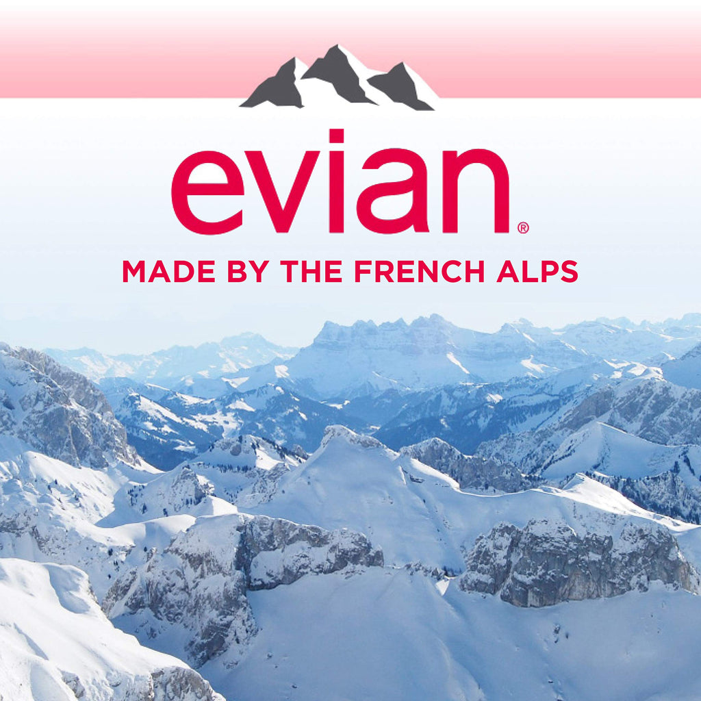 Evian Natural Spring Water (One Case of 12 Individual Bottles, each bottle is 1 liter) Naturally Filtered Spring Water in Large Bottles